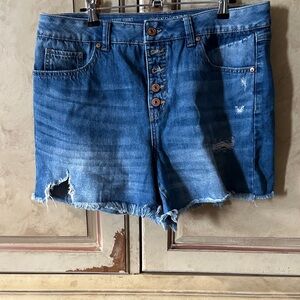 SoundStyle Stylish Distressed Denim Button Fly Shorts Size 10